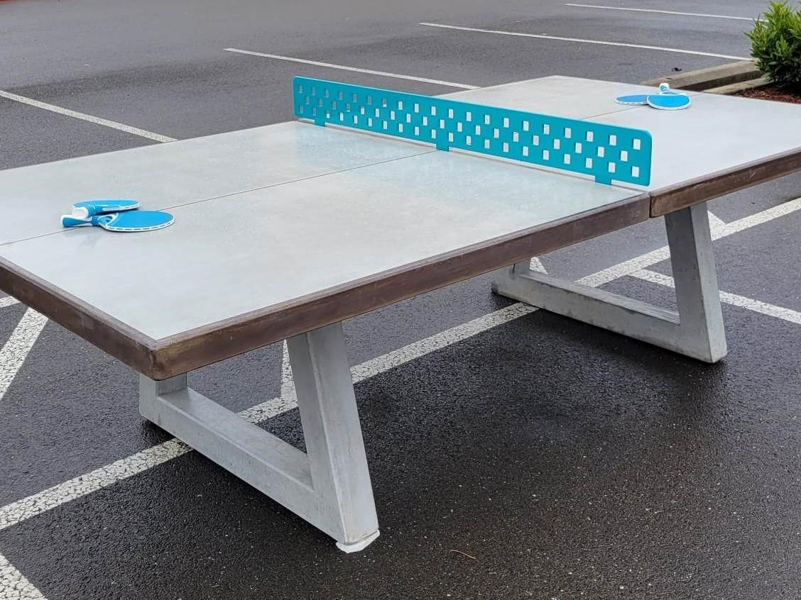 Trapazoid Leg Concrete ping pong table