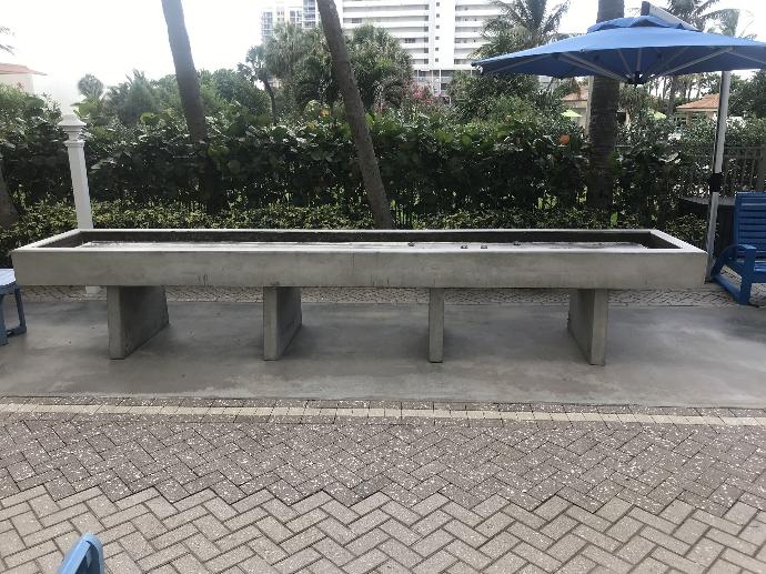 Concrete shuffleboard table at Marriott Resort