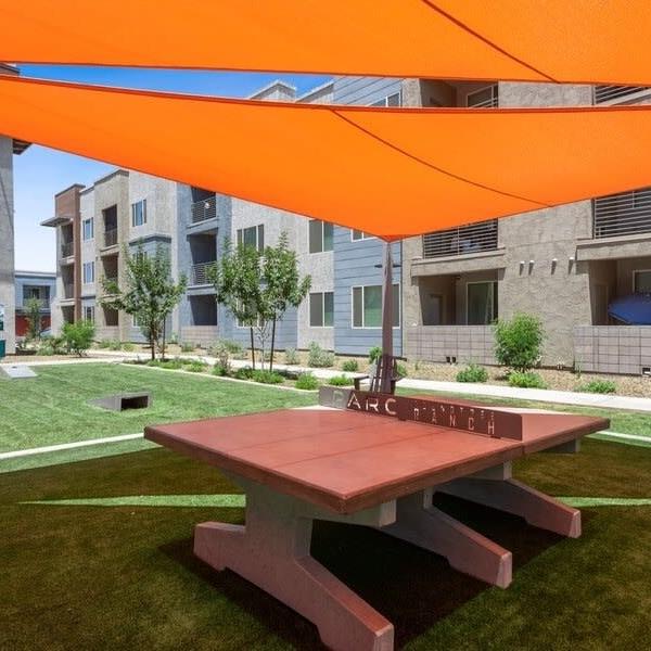 Concrete Table Tennis Table in a multifamily housing courtyard