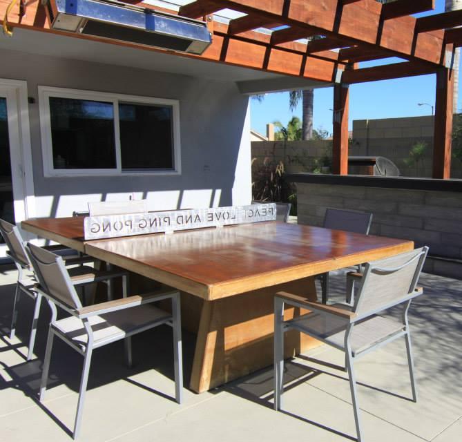 Concrete table tennis table dining table with modern design leg Concrete ping pong table dining table with modern design leg