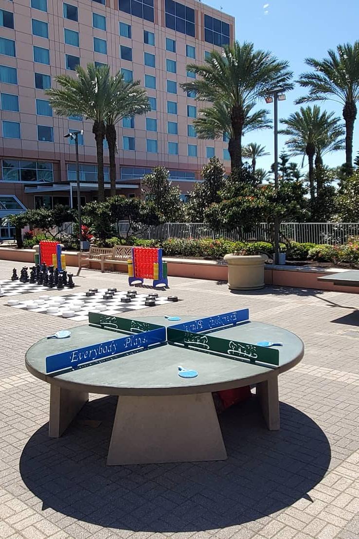 Round Four Way Table Tennis at a resort.