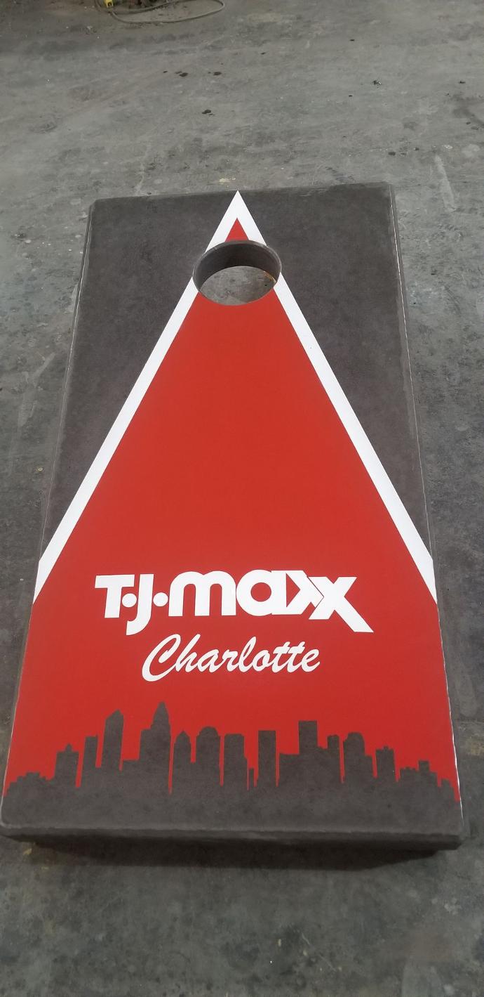 Concrete Cornhole Board with custom logo