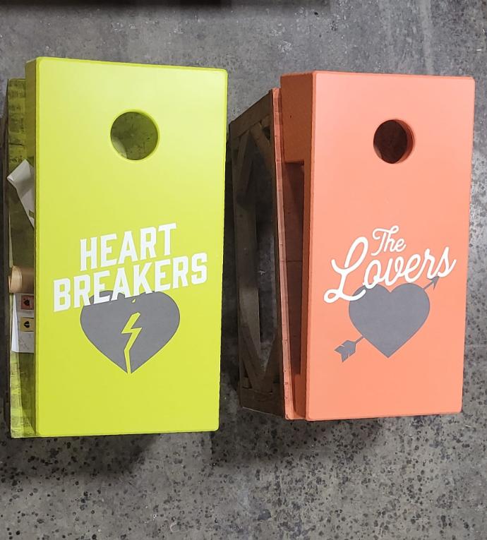 Heart Breakers Logo Concrete Cornhole Boards Pair of Concrete Cornhole Boards with logo