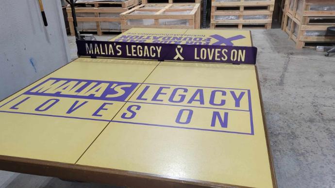 Custom Concrete Cancer Ribbon Design Leg Table Tennis Table Custom Concrete Cancer Ribbon Design Leg Ping Pong Table