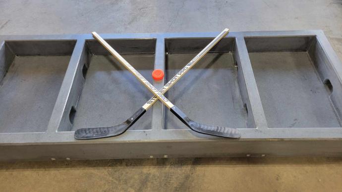 Concrete Box Hockey Product Picture Concrete Box Hockey Game with puck and hockey sticks