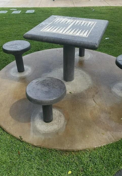 Direct Burial Post Concrete Backgammon Board in Park