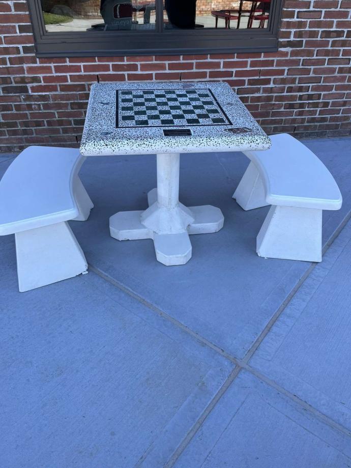 Concrete Chess Table in school yard.