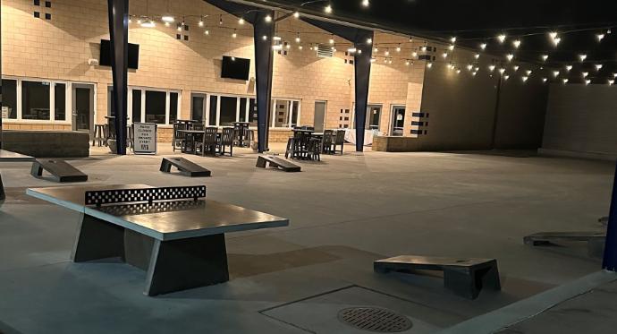 Concrete ping pong table and cornhole boards Concrete Cornhole and Concrete Ping Pong Tables Outdoor at the park