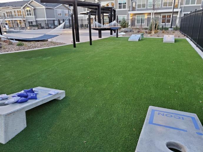 Concrete Cornhole at luxury apartments