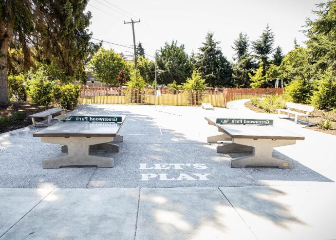 Concrete ping pong tables in Greenwood Park Seattle Wa. 