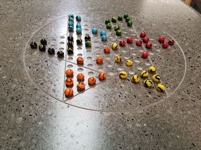 Concrete Chinese Checkers with marbles
