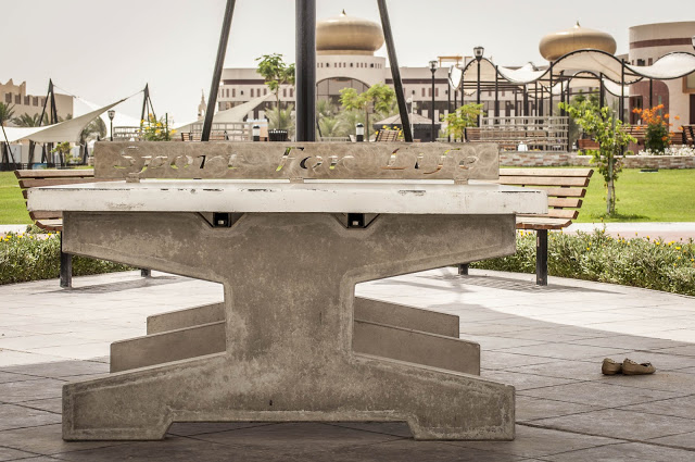 Concrete Ping Pong table at Barzan Olympic Park in Doha Qatar