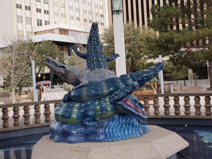Alligator Fountain at San Jacinto Plaza El Paso