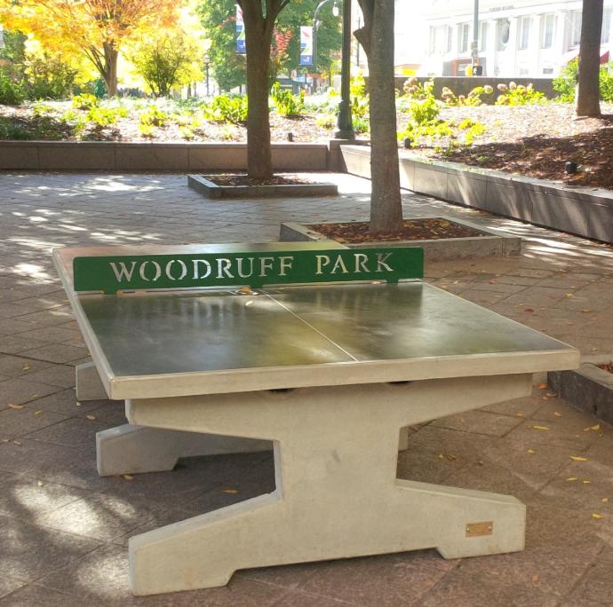 Uptown Concrete Ping Pong Table Woodruff Park Atlanta Ga.