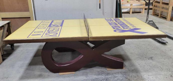 Custom Cancer Ribbon Concrete Ping Pong Table