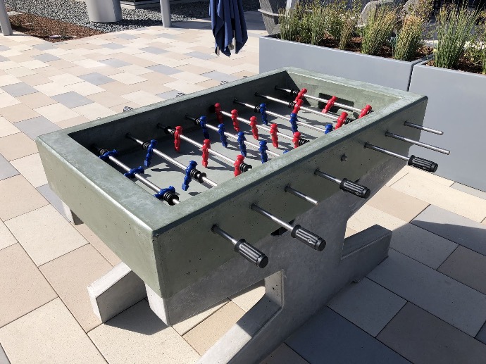 Concrete Foosball Table at student housing apartment