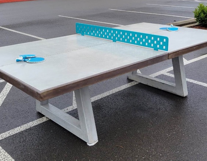 Trapezoid Leg Concrete ping pong table 