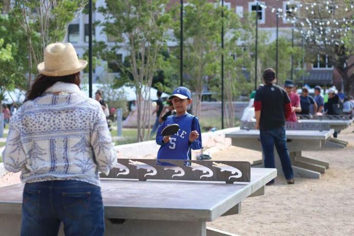 San Jacinto Plaza Concrete Ping Pong Tables at the park