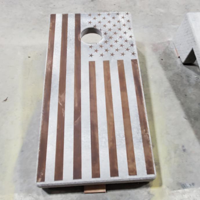 American Flag concrete cornhole board