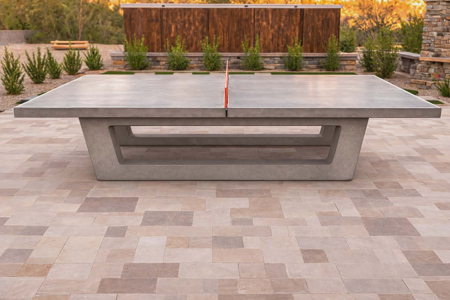 ADA accessible concrete table tennis installation for inclusive outdoor recreation
